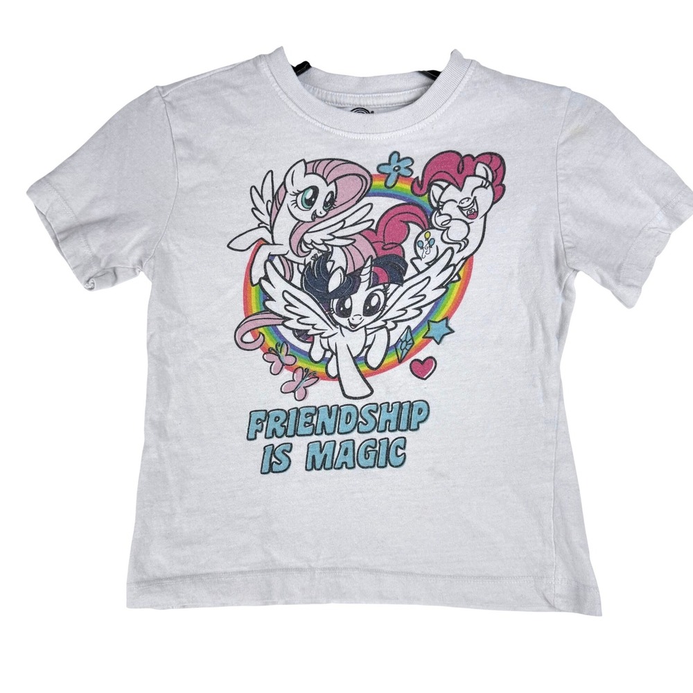 My Little Pony T-Shirt Kids Size 7 Gray Friendship Is Magic Rainbow Kidcore Cute